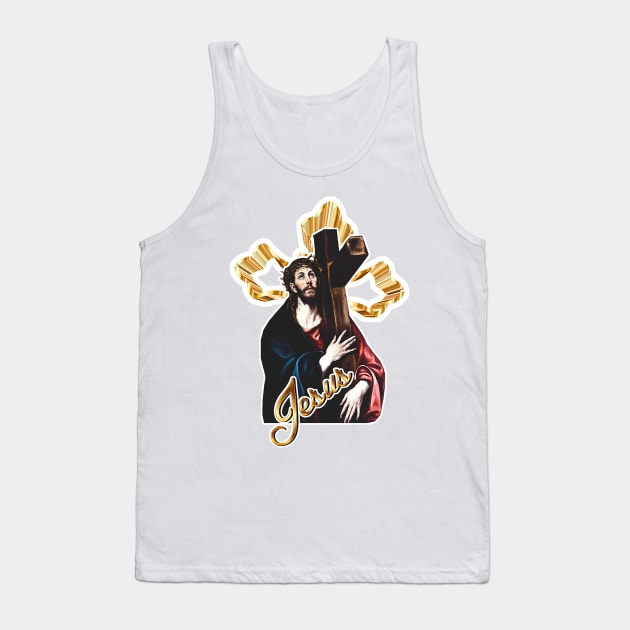 Jesus Christ and the Holy Cross Tank Top by Marccelus